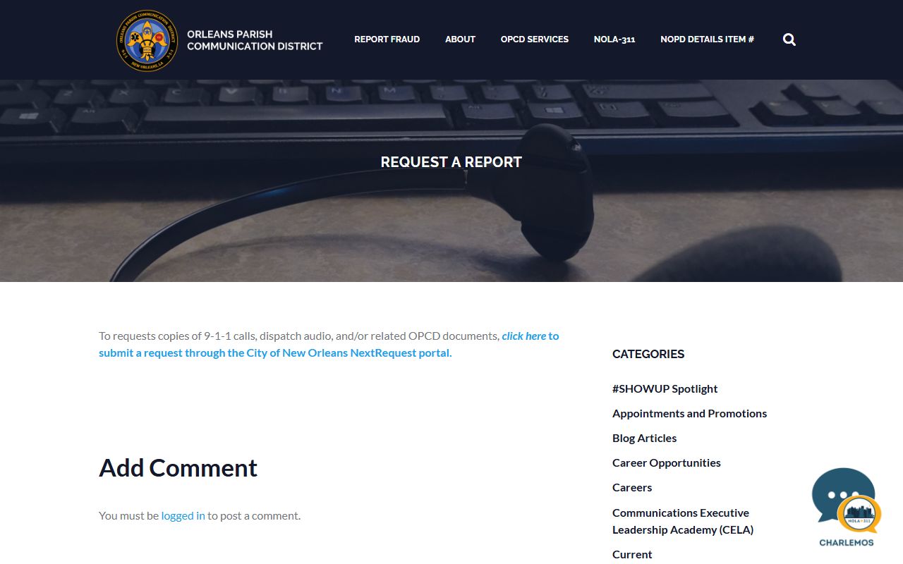 new orleans police blotter opcd report request page