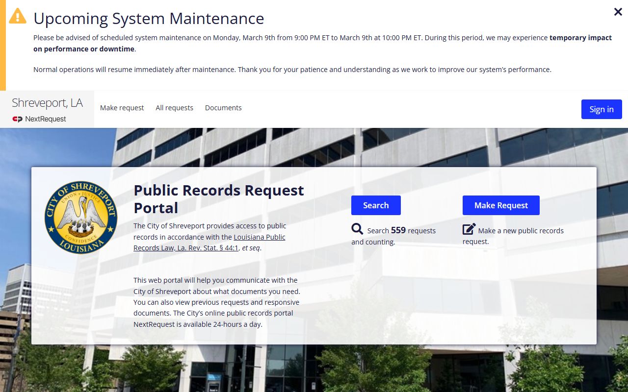 shreveport police blotter nextrequest records portal