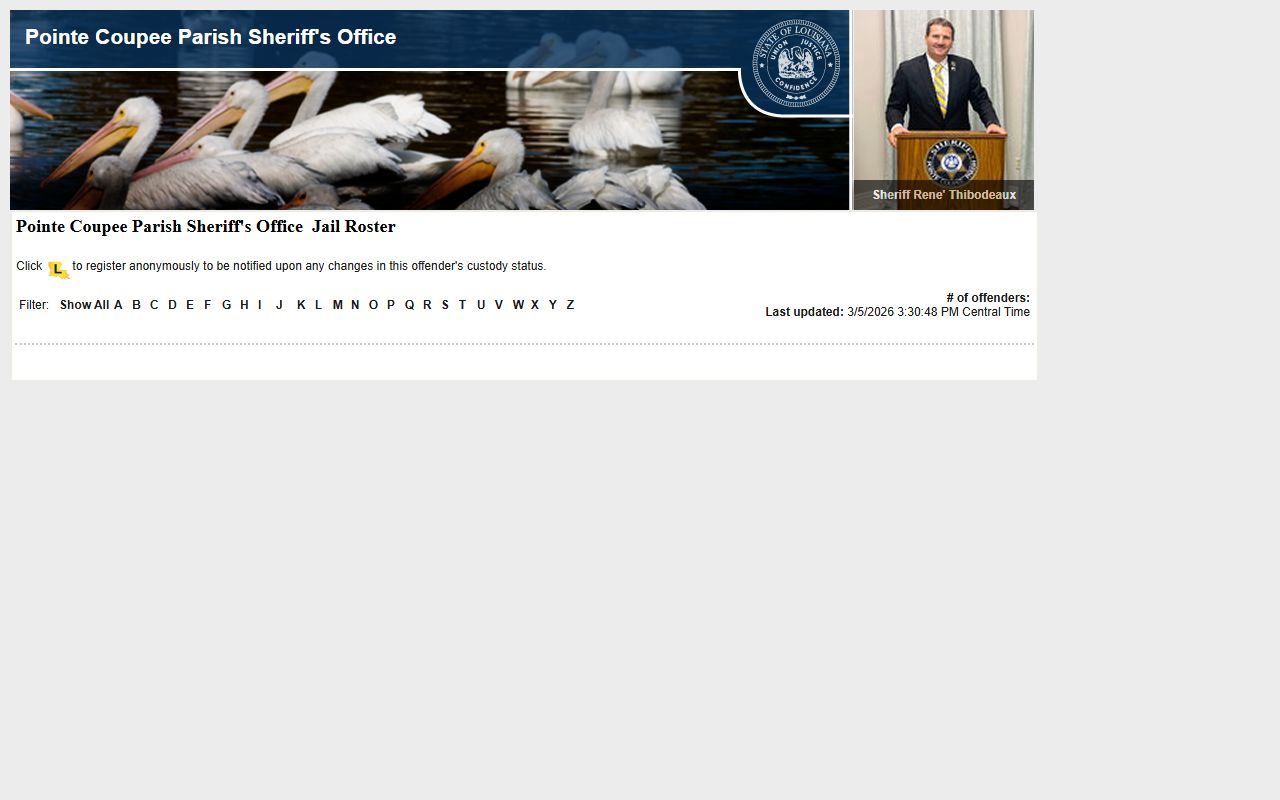 pointe coupee parish police blotter inmate roster with mugshots online